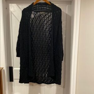 Tommy Bahama Black Open-Knit Cardigan Sweater
